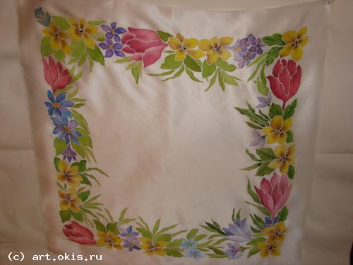 платок с цветами (натуральный шелк)